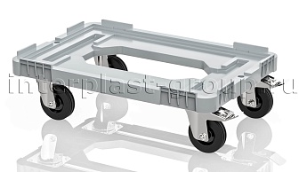 Тележка пластиковая с отверстием 2 колеса с тормозом усиленная серая в Алмате