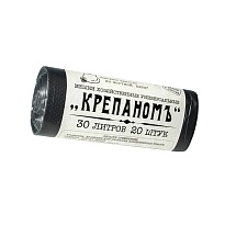 Мешки для мусора 30 л, черные, в рулоне 20 шт., ПНД, 7 мкм, 560х440 мм, Крепаномъ, 4607075710580 в Алмате