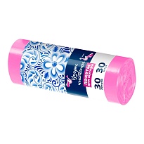 Мешки для мусора 30 л, розовые, в рулоне 30 шт., ПНД, 8 мкм, 560х480 мм, Узоры Чистоты, МУ3605 (ММЭ-30роз) в Алмате