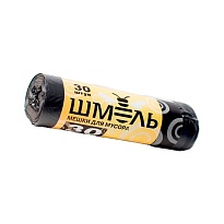 Мешки для мусора 30 л, черные, в рулоне 30 шт., ПНД, 7 мкм, 600х500 мм, ШМЕЛЬ, 4625 в Алмате