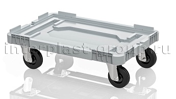 Тележка пластиковая сплошная без тормозов усиленная серая в Алмате