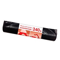 Мешки для мусора 240 л, черные, в рулоне 10 шт., ПВД 100 мкм, 1350х900 мм, Концепция Быта, 603887 в Алмате