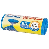 Мешки для мусора 90 л, синие, в рулоне 20 шт., ПНД, 14 мкм, 900х700 мм, LAIMA ULTRA, 607693 в Алмате