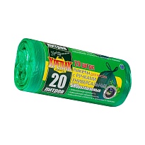 Мешки для мусора 20 л, биоразлагаемые, с ручками, черные, в рулоне 30 шт., ПНД, 10 мкм, 550х440 мм, Крепак, 4607075710047 в Алмате
