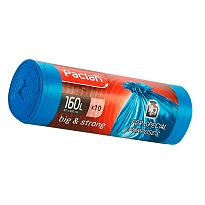 Мешки для мусора 160 л, синие, в рулоне 10 шт., ПВД, 21 мкм, 1200х870 мм, PACLAN Big&Strong, 604075 в Алмате