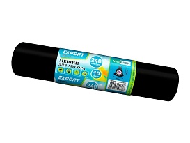 Мешки для мусора 240 л, черные, в рулоне 10 шт., ПВД 80 мкм, 1300х930 мм, EXPORT, exp 24010167 в Алмате