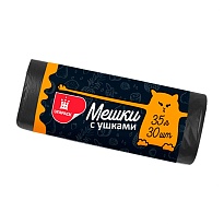 Мешки для мусора 35 л, с ушками, черные, в рулоне 30 шт., ПНД, 10 мкм, 655х500 мм, Comfort, М6064 в Алмате