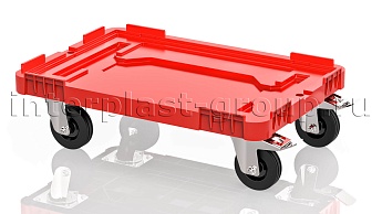 Тележка пластиковая сплошная 2 колеса с тормозом красная в Алмате Тележка пластиковая сплошная 2 колеса с тормозом красная в Алмате