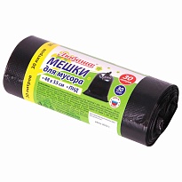 Мешки для мусора 30 л, черные, в рулоне 30 шт., ПНД, 7 мкм, 550х480 мм, Любаша, 608089 в Алмате