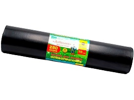 Мешки для мусора 280 л, ароматизированные, черные, в рулоне 10 шт., ПВД 110 мкм, 1400х930 мм, Добрыня, Dob28010black в Алмате