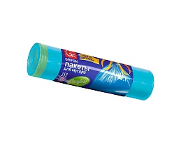 Мешки для мусора 50 л, с завязками, голубые, в рулоне 15 шт., ПНД, 14 мкм, 700х600 мм, GRIFON, 101-063 в Алмате