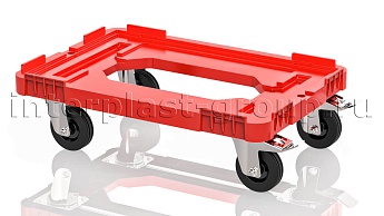 Тележка пластиковая с отверстием 2 колеса с тормозом усиленная красная в Алмате