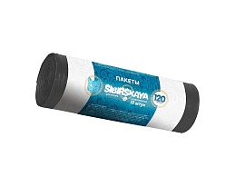 Мешки для мусора 120 л, черные, в рулоне 10 шт., ПНД, 14 мкм, 1100х700 мм, SIBIRSKAYA, 101-008 S в Алмате