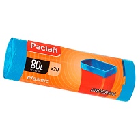 Мешки для мусора 80 л, синие, в рулоне 20 шт., ПНД, 12 мкм, 900х700 мм, PACLAN Classic, 606335 в Алмате