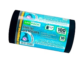 Мешки для мусора 100 л, черные, в рулоне 10 шт., ПВД, 70 мкм, 1000х600 мм, PREMIUM+, 1001076 в Алмате