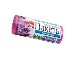 Мешки для мусора 30 л, ароматизированные, Лаванда, сиреневые, в рулоне 20 шт., ПНД, 9 мкм, 560х530 мм, GRIFON Aroma, 101-020 La в Алмате