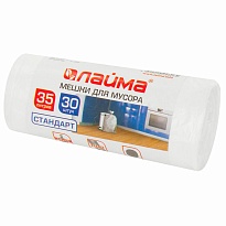 Мешки для мусора 35 л, белые, в рулоне 30 шт., ПНД, 6 мкм, 550х480 мм, LAIMA, 605538 в Алмате