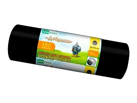 Мешки для мусора 180 л, ароматизированные, черные, в рулоне 10 шт., ПВД, 100 мкм, 1100х930 мм, Добрыня, Dob18010black в Алмате