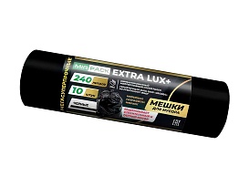 Мешки для мусора 240 л, черные, в рулоне 10 шт., ПВД 60 мкм, 1300х930 мм, EXTRA LUX+, 24010115 в Алмате
