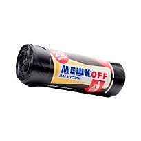 Мешки для мусора 60 л, черные, в рулоне 20 шт., ПНД, 9 мкм, 700х600 мм, МЕШКОFF, 4045 в Алмате